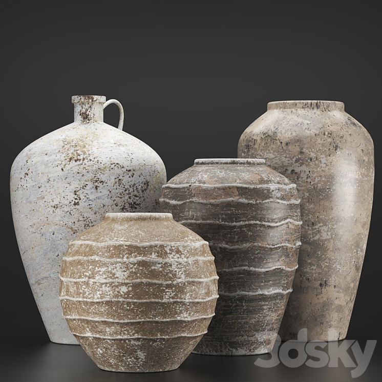 Rustic concrete vase vol3 3D Model