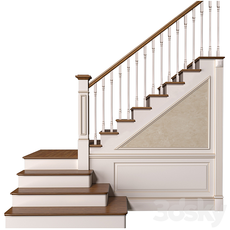 Stair in a classic style.Classic Modern interior Stair 3D Model