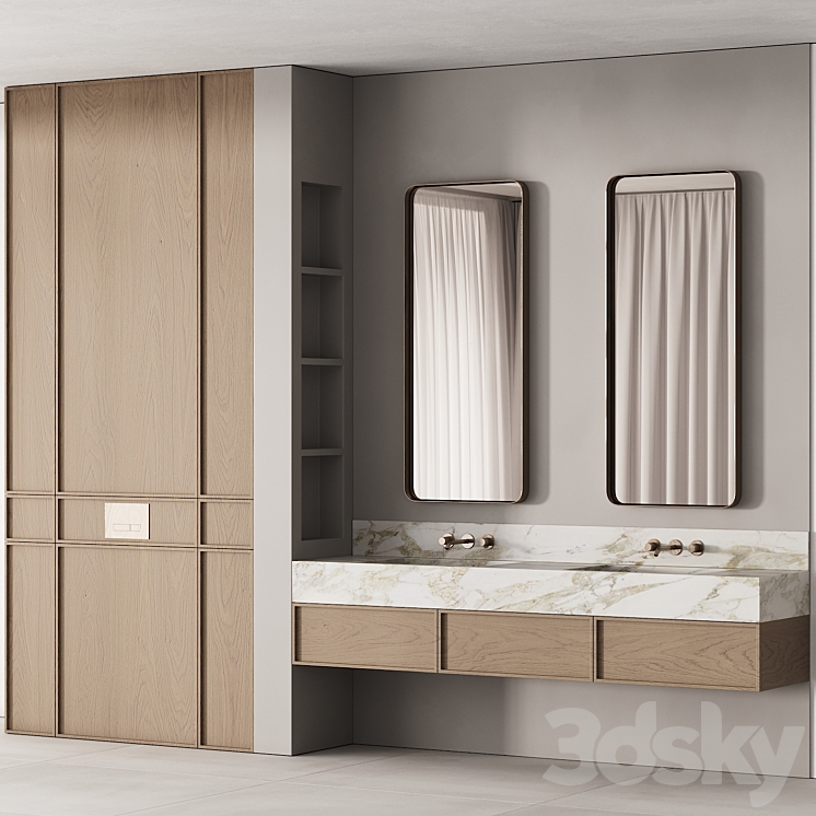 188 bathroom furniture 04 minimal wood and marble 00 3D Model