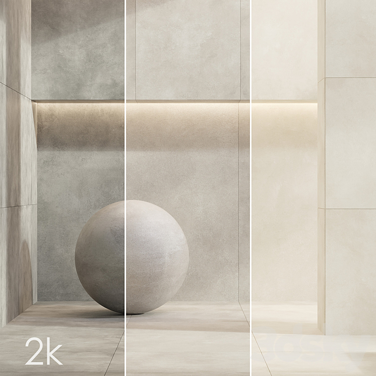Caesar Set 32 – Concrete Porcelain Tiles BUNDLE – 3 types: Grey Light Grey Beige 3DS Max - thumbnail 1