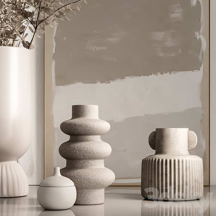 Decorative set with vases 3DS Max Model - thumbnail 2