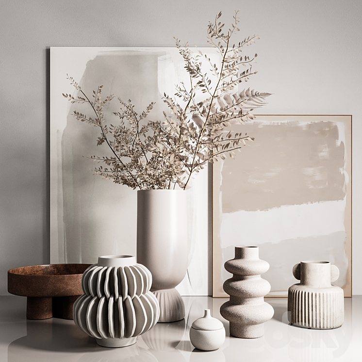 Decorative set with vases 3DS Max Model - thumbnail 1