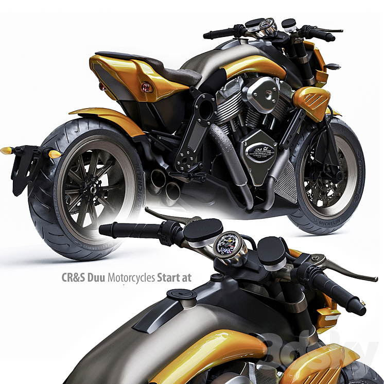 CR&S Duu Motorcycles Start at 3DS Max Model - thumbnail 2