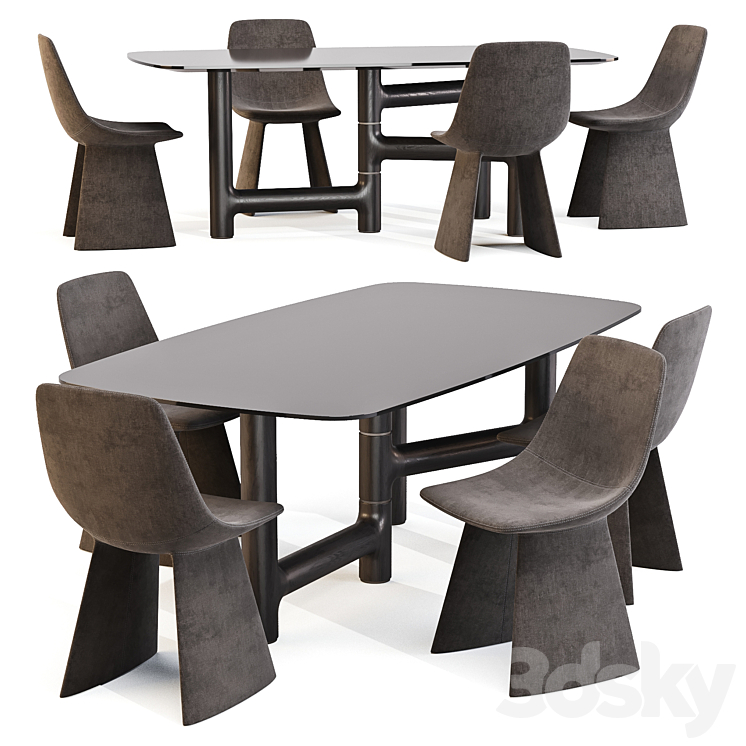 Dining Set 02: Bonaldo (Pivot Table and Agea Chairs) 3DS Max - thumbnail 1