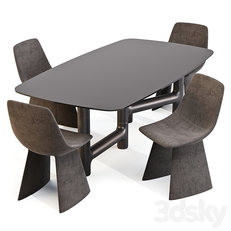 Dining Set 02: Bonaldo (Pivot Table and Agea Chairs) 3DS Max - thumbnail 2