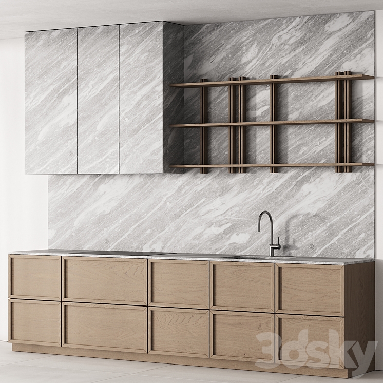 189 modern kitchen 09 snow marble and wood 00 3DS Max Model - thumbnail 1