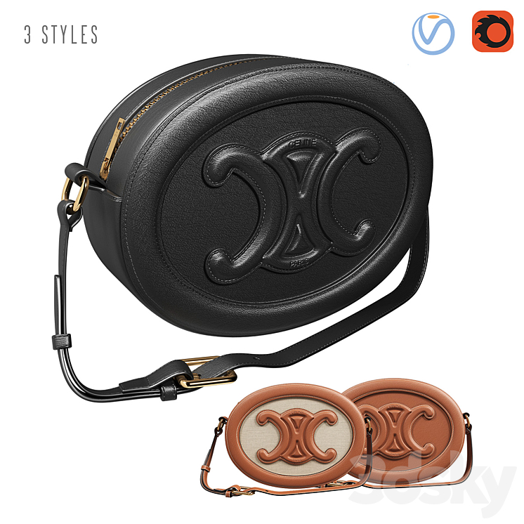 CROSSBODY OVAL PURSE CUIR TRIOMPHE IN TEXTILE AND CALFSKIN