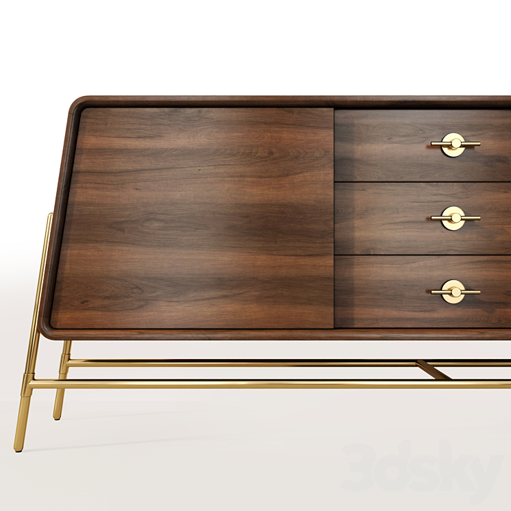 Chest of drawers sideboard Art Deco York Armaria. wooddi 3DS Max Model - thumbnail 2