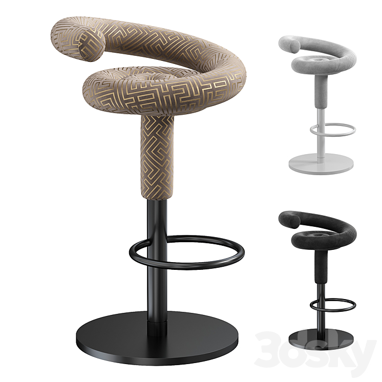 Elegant contemporary sweep bar stool 3DS Max Model - thumbnail 1