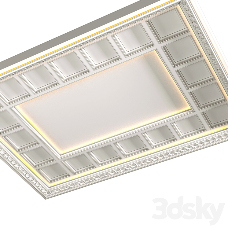 Art Deco coffered illuminated ceiling.Modern coffered illuminated ceiling 3DS Max - thumbnail 2