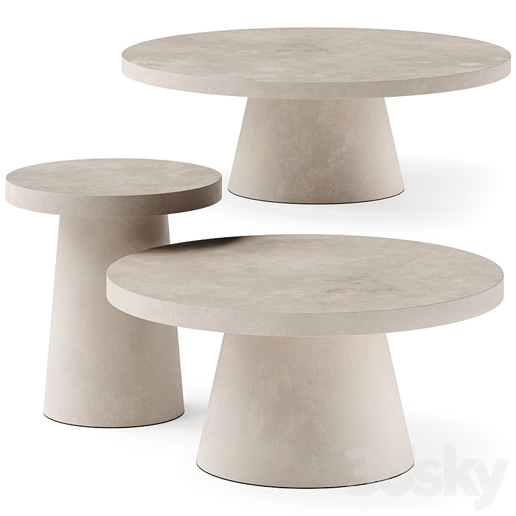 west elm Two-Tone Concrete Round Side Coffee Tables 3DS Max Model - thumbnail 1