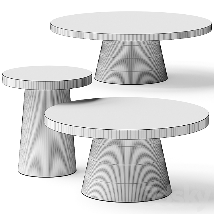 west elm Two-Tone Concrete Round Side Coffee Tables 3DS Max Model - thumbnail 2