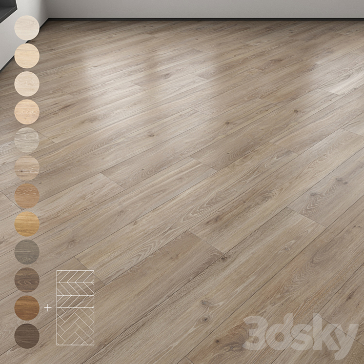 Parquet 12 colors Linear herringbone chevron setmulti1 3D Model