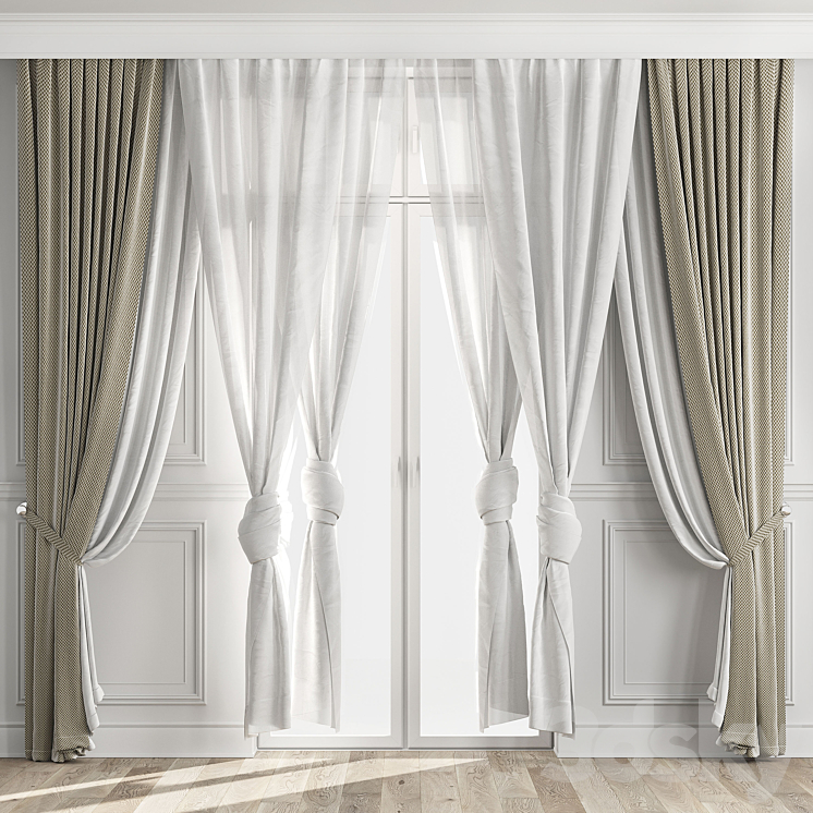 Curtains with balcony doors 512C 3DS Max - thumbnail 1