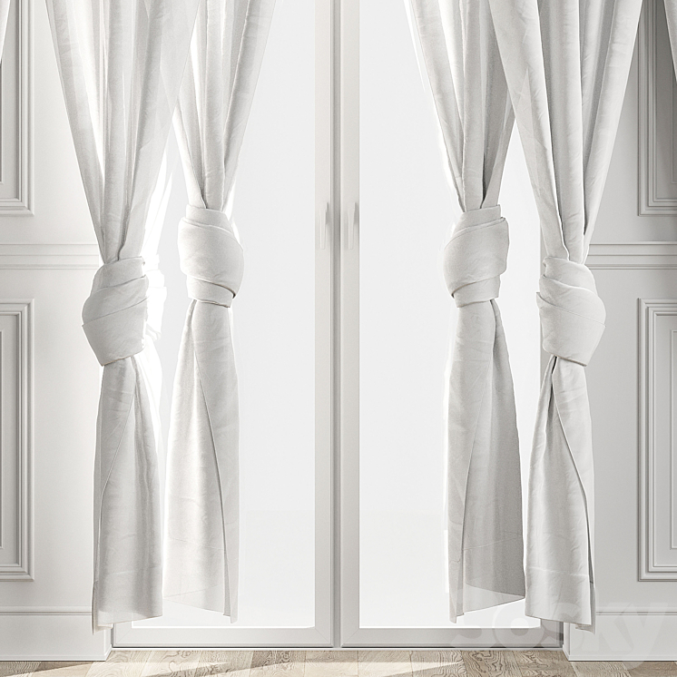 Curtains with balcony doors 512C 3DS Max - thumbnail 2