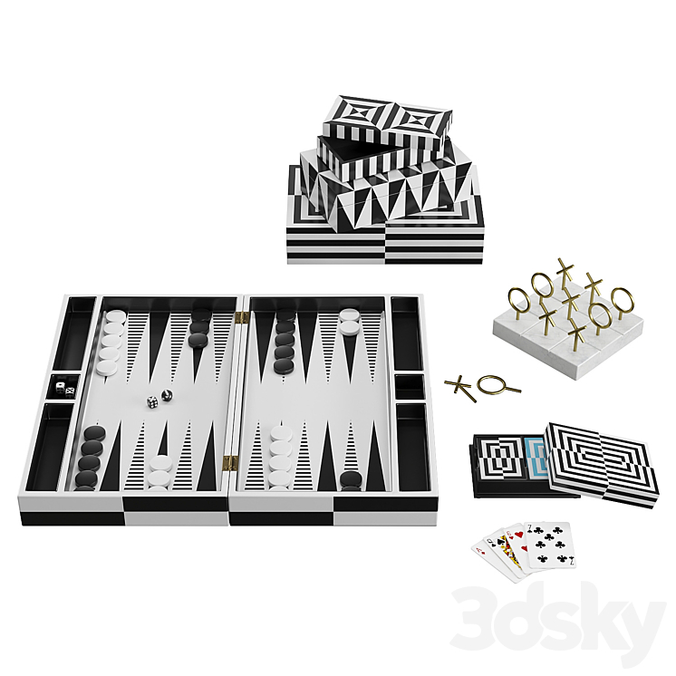 Backgammon Set by Jonathan Adler Decorative set 3D model