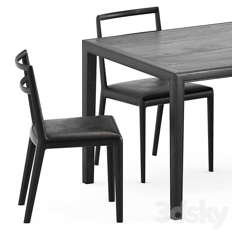 Straight back chair and Zhang table by Timeandstyle 3DS Max - thumbnail 2