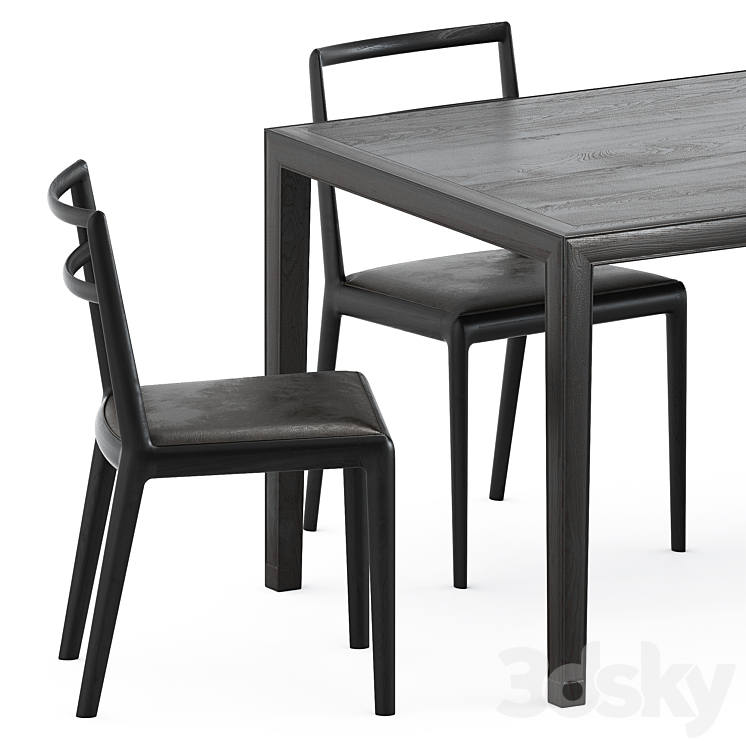 Straight back chair and Zhang table by Timeandstyle 3D Model Free