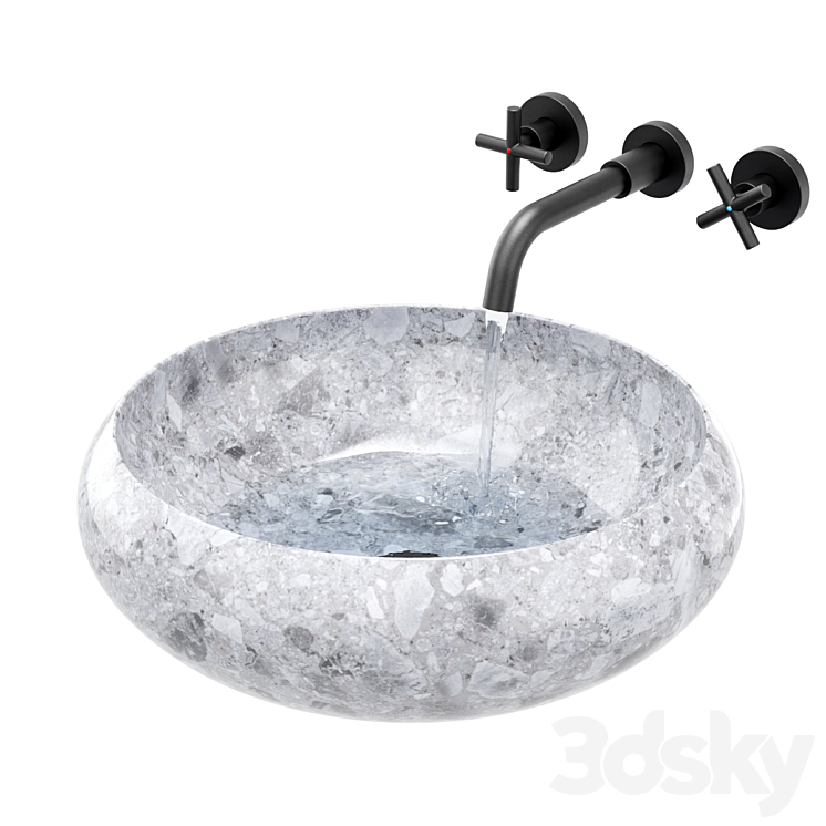 Ronda gray granite sink 3DS Max - thumbnail 2