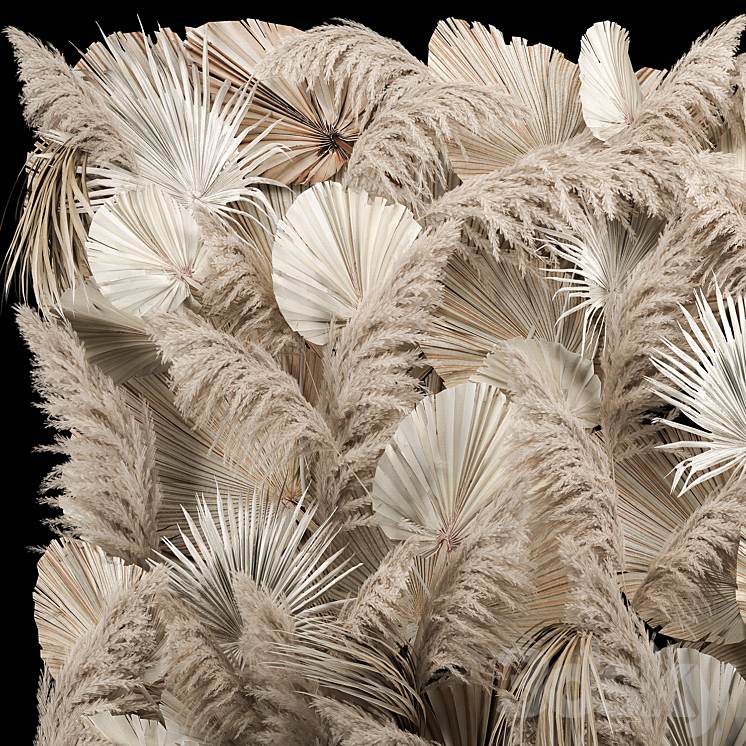 Phytostena of dried flowers pampas grass dry palm branches leaves Cortaderia and reeds. 274. 3DS Max Model - thumbnail 2