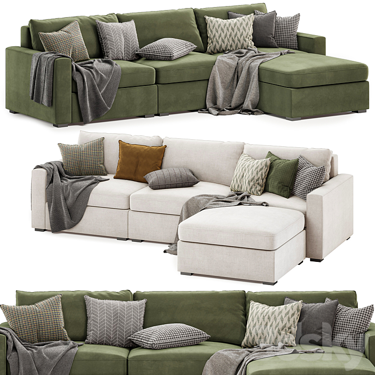 Maxwell modular sofa chaise sectional 3DS Max Model - thumbnail 1