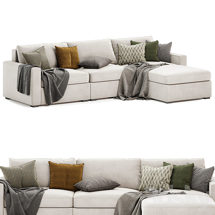 Maxwell modular sofa chaise sectional 3DS Max Model - thumbnail 2