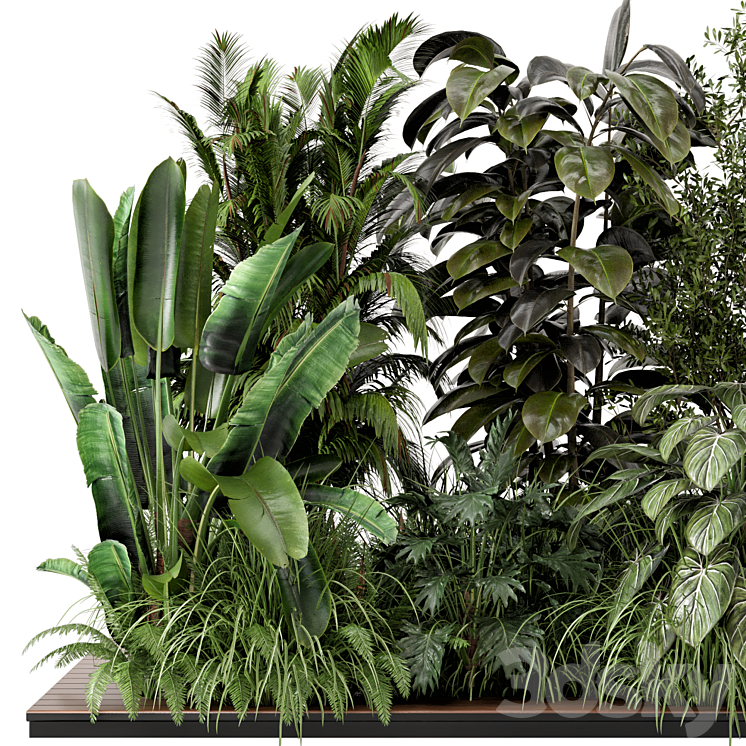 Outdoor Garden Set Bush and Tree - Garden Set 999 3D Model Free