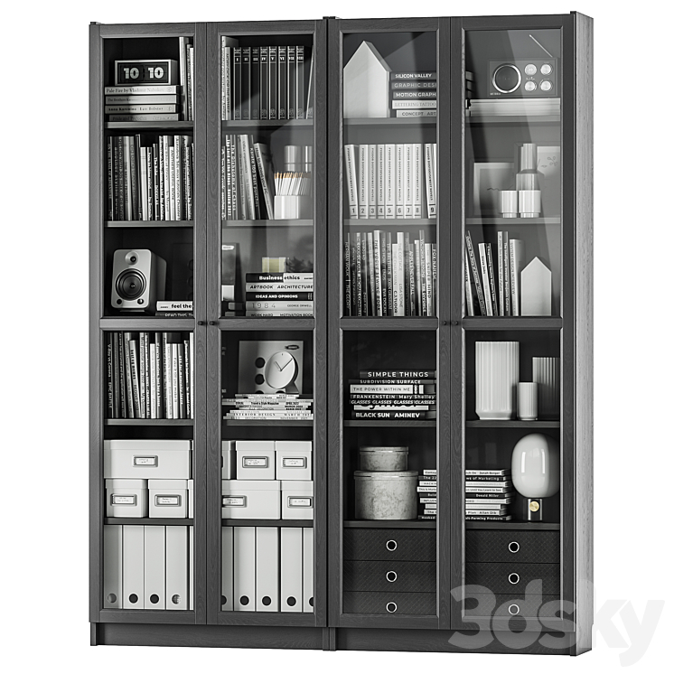 IKEA BILLY BILLY \/ OXBERG OXBERG Bookcase 3DS Max - thumbnail 1