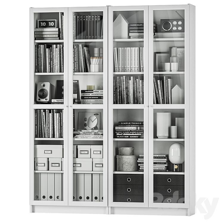 IKEA BILLY BILLY \/ OXBERG OXBERG Bookcase 3DS Max - thumbnail 2