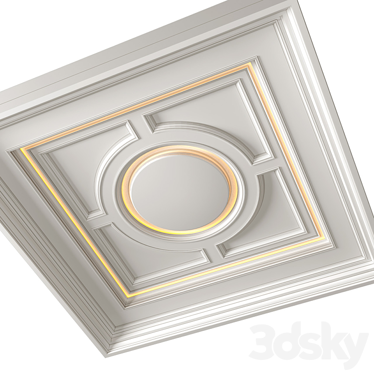 Art Deco coffered illuminated ceiling.Modern coffered illuminated ceiling 3D Model Free