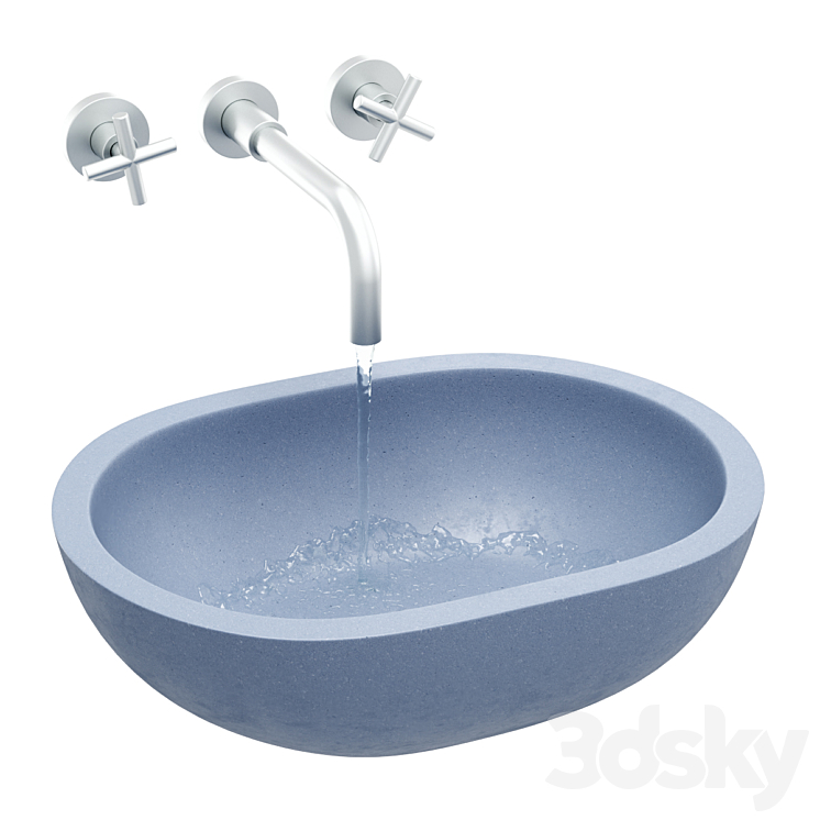 Anna bathroom sink in architectural concrete（model:4425484_Oval_Vray）