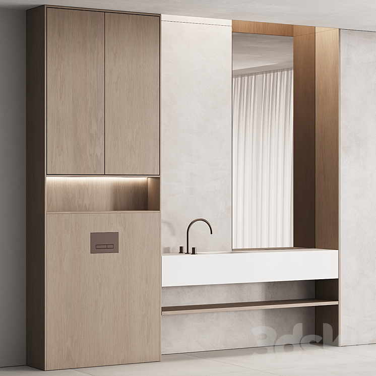 201 bathroom furniture 05 minimal modern wood 01 3D Model