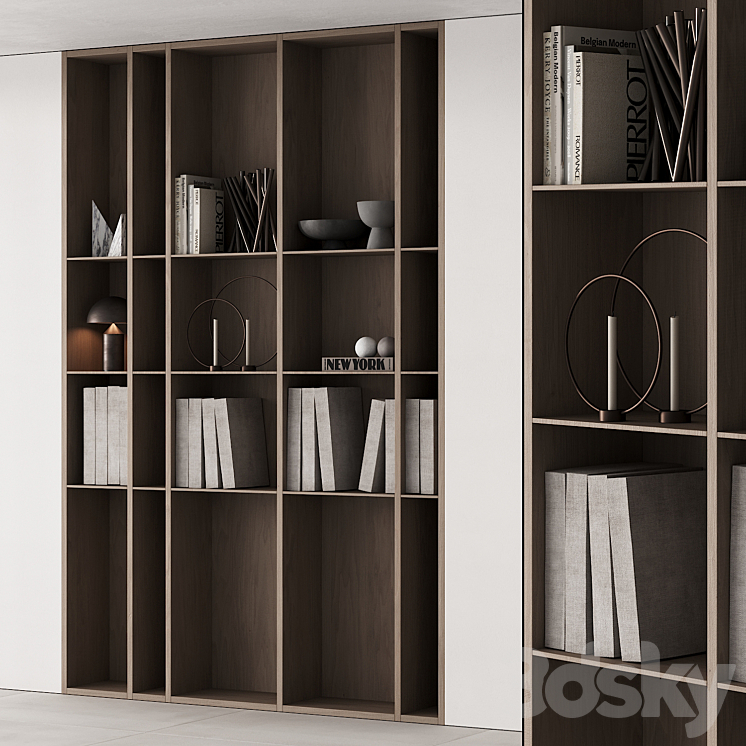 202 bookcase and rack 05 wooden with decor 01 3D Model