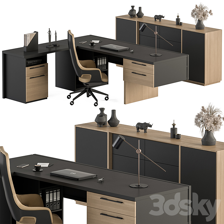 Manager Desk Set – Office Furniture 364 3DS Max - thumbnail 1