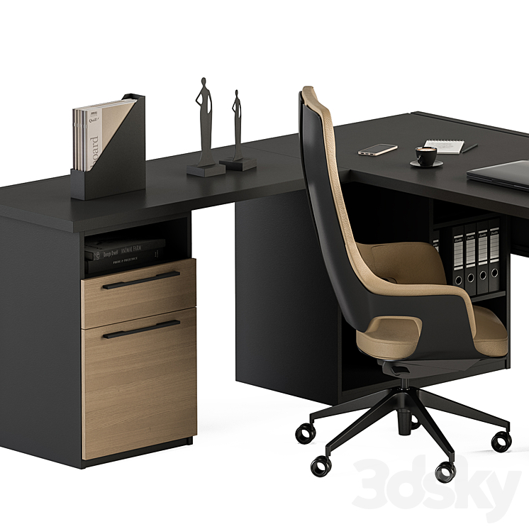 Manager Desk Set – Office Furniture 364 3DS Max - thumbnail 2