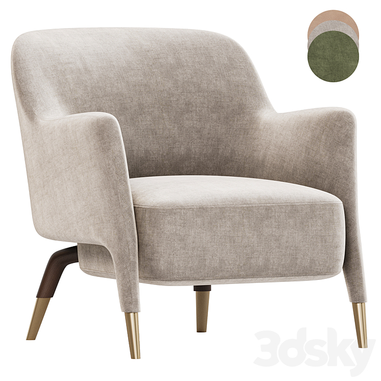 Armchair in Linen Molteni 3DS Max Model - thumbnail 1