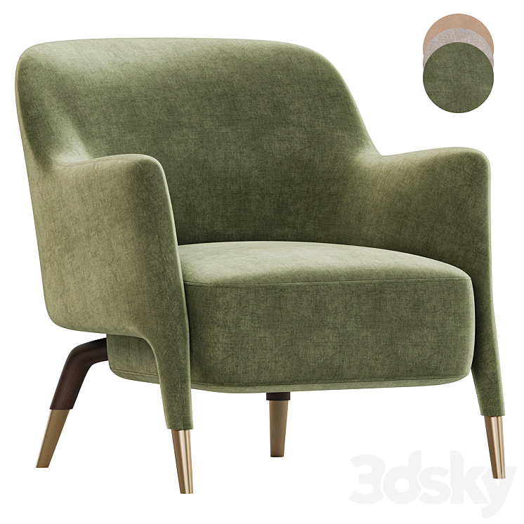 Armchair in Linen Molteni 3DS Max Model - thumbnail 2