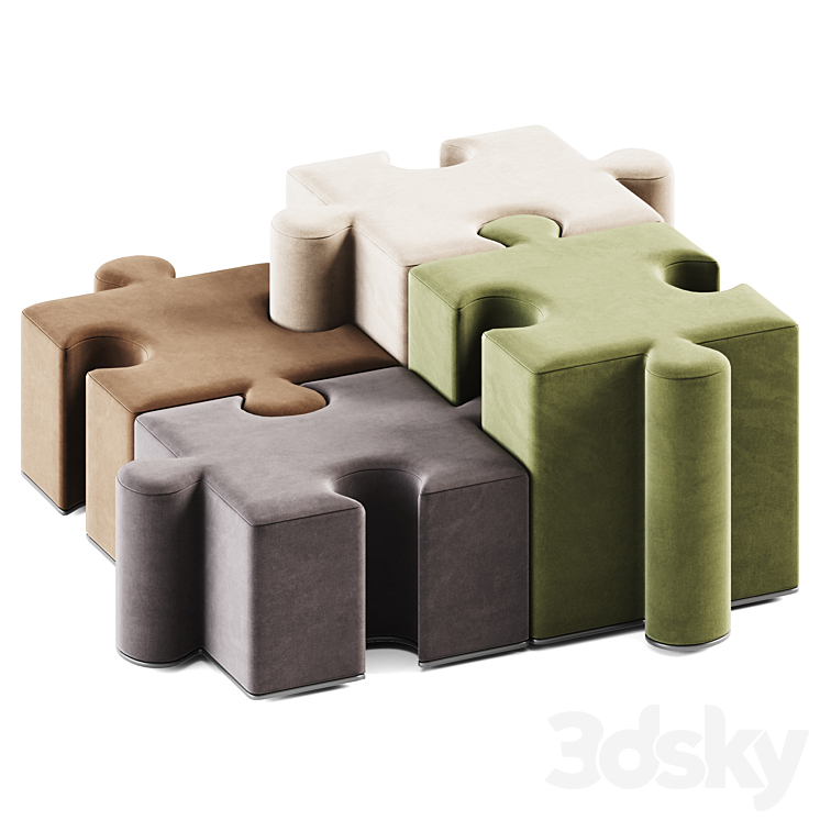 Puzzles Pouf by BuzziPuzzle / Pouf Other soft seating 3D model