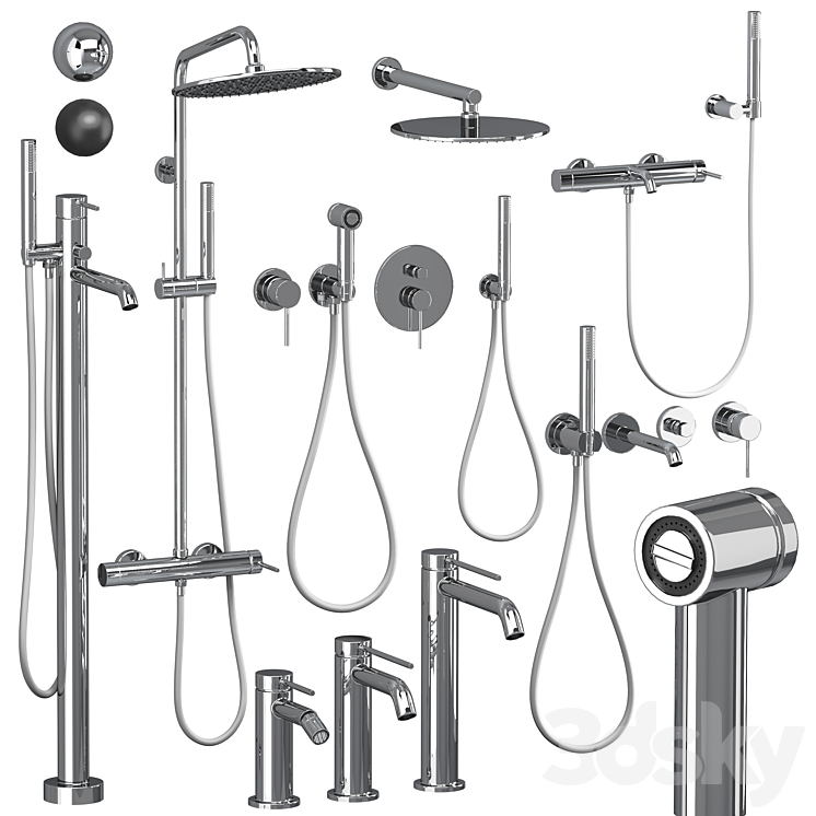 Gattoni Circle Two shower and faucet set 3D Model