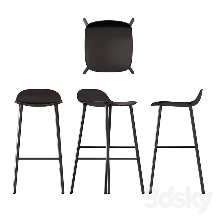 Normann Copenhagen Form bar stool 3DS Max Model - thumbnail 2