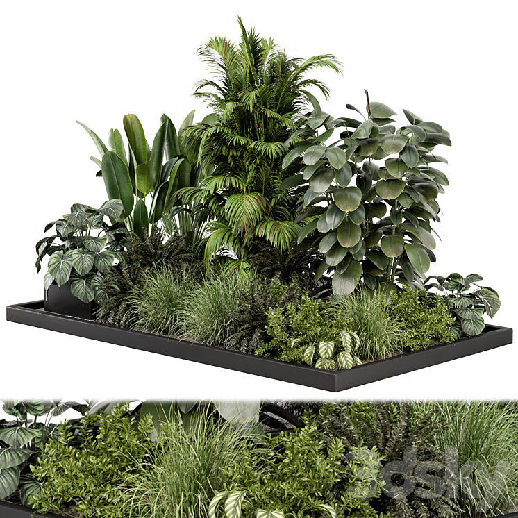 Outdoor Garden Set Bush and Tree – Garden Set 1030 3D Model