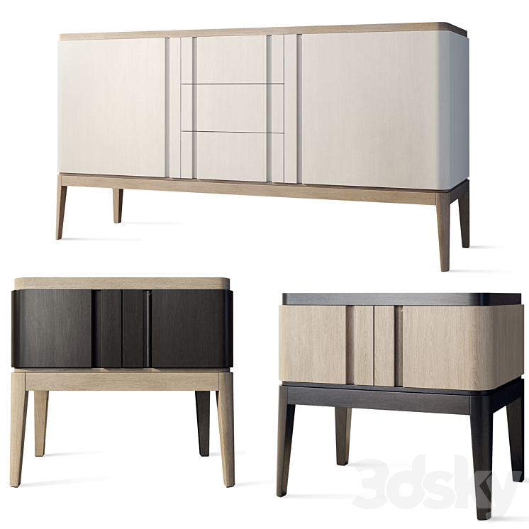 Chest of drawers and bedside table Icons Panormo 3DS Max Model - thumbnail 1