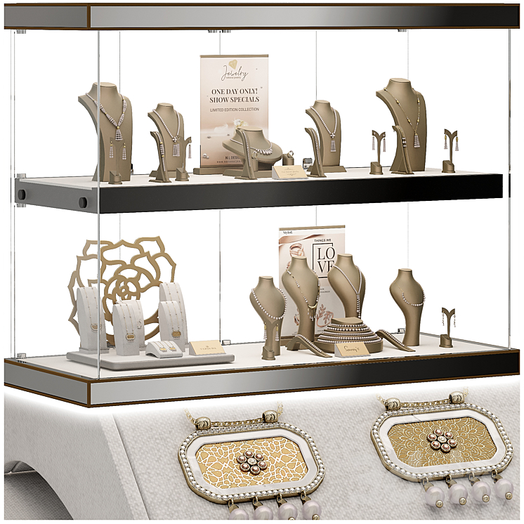 Jewelry showcase for a store 3. Jewelry stand. Display 3D Model