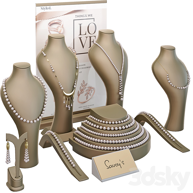 Jewelry showcase for a store 3. Jewelry stand. Display 3D Model