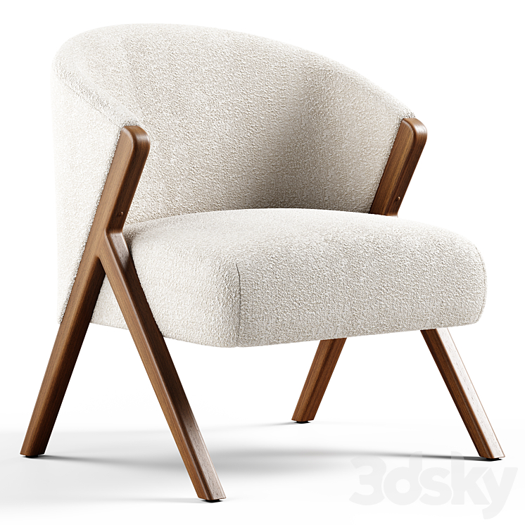 Zara Home – The armchair upholstered in boucle fabric 3DS Max - thumbnail 1