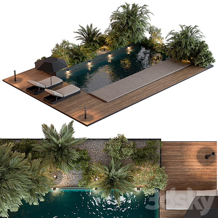 Landscape Furniture with Pool 69 3D Model