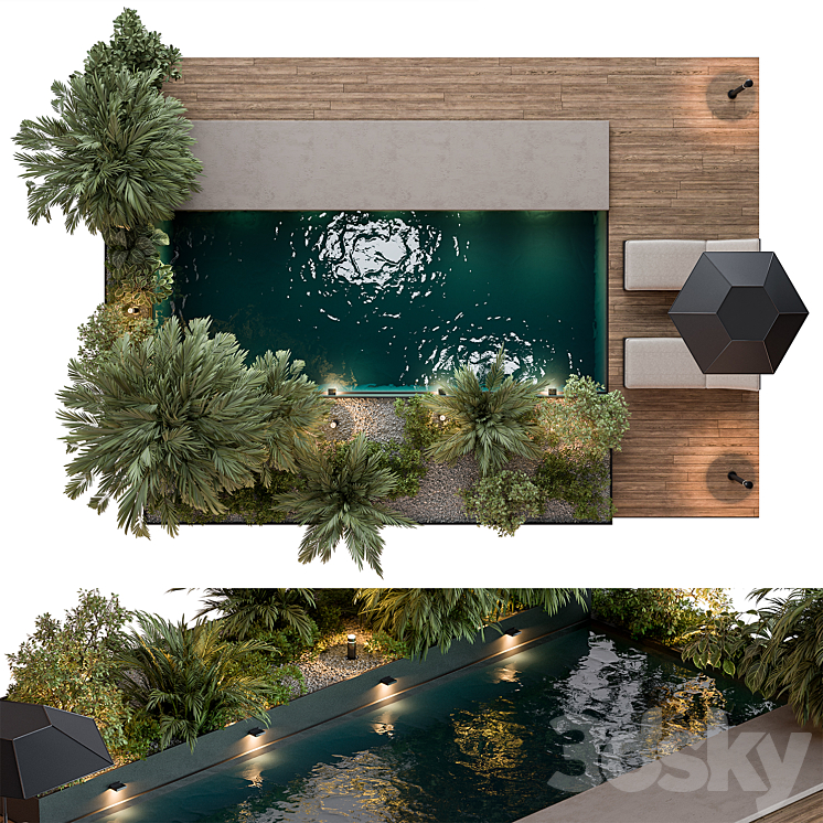 Landscape Furniture with Pool 69 3D Model