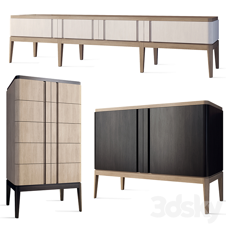 Chest of drawers and TV cabinet line Ellipse Furniture 3D Model