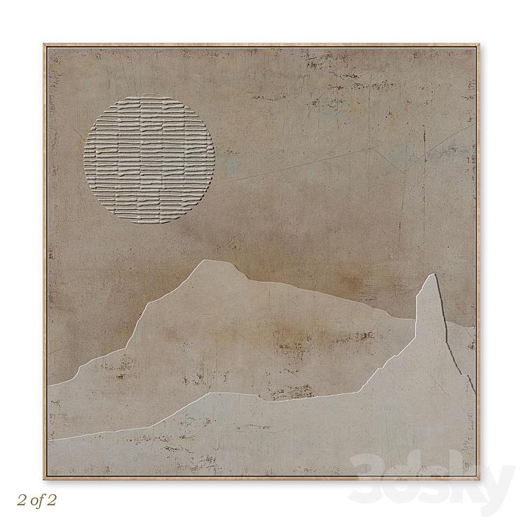 Boho Textural Plaster Landscape Wall Art C-603 3D Model Free