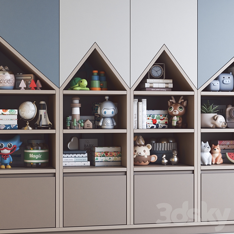 Wardrobe and toys in the childrens room 18 3DS Max Model - thumbnail 2